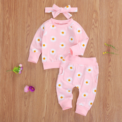 Printed Sweatshirts Tops and Pants organic cotton Newborn Baby Clothes Set toddler pullover and jogger