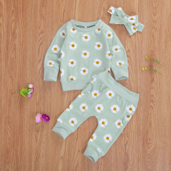 Printed Sweatshirts Tops and Pants organic cotton Newborn Baby Clothes Set toddler pullover and jogger