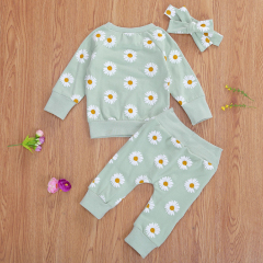 Printed Sweatshirts Tops and Pants organic cotton Newborn Baby Clothes Set toddler pullover and jogger