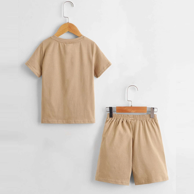 Organic cotton Baby shorts set Toddler Boys Drop Shoulder Solid Top & Track Shorts Set Short sleeve toddler top and shorts