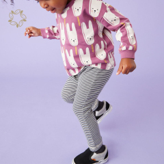 organic cotton print t shirt and pants eco friendly Long Sleeve Comfy Baby Set sustainable toddler clothing set