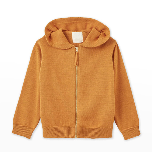 Kid's Hooded Cotton Cardigan long sleeve rib knit sweater Organic cotton Children's sweaters autumn winter sweater