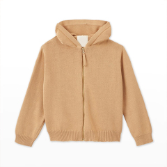 Kid's Hooded Cotton Cardigan long sleeve rib knit sweater Organic cotton Children's sweaters autumn winter sweater