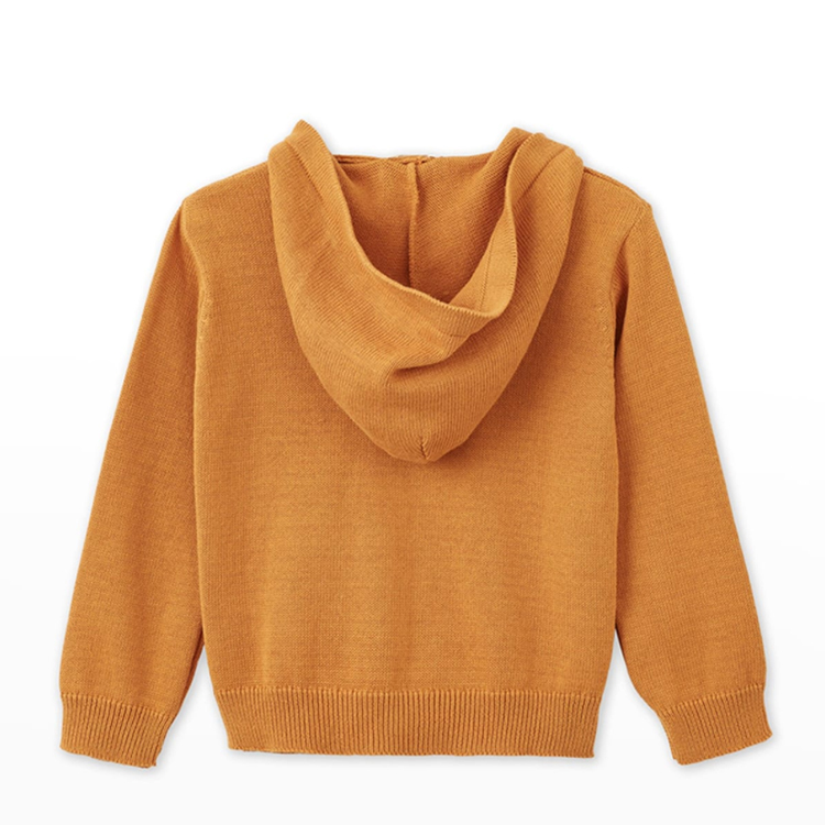 Kid's Hooded Cotton Cardigan long sleeve rib knit sweater Organic cotton Children's sweaters autumn winter sweater