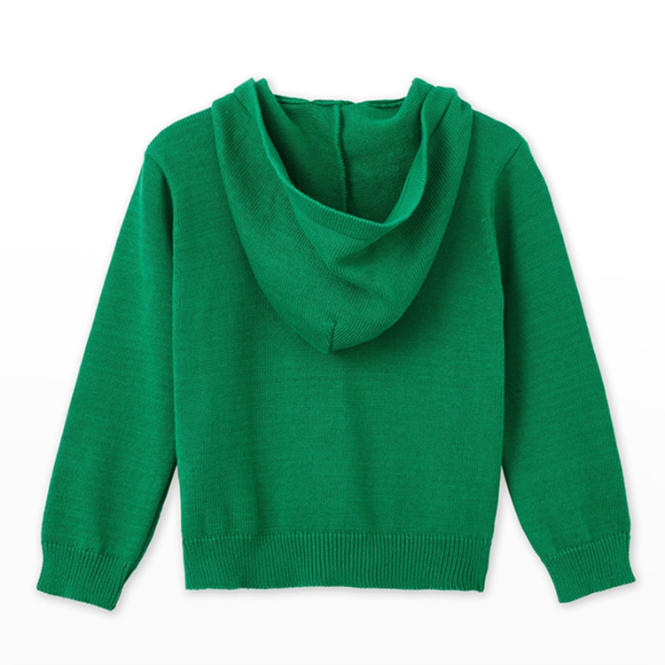 Kids zip sweater Custom Organic cotton kids Cardigan long sleeve rib knit sweater Kid's Hooded Cardigan