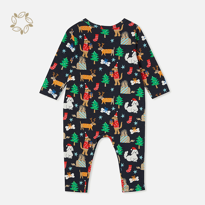 Bamboo cotton jersey newborn romper eco friendly infant button sleepsuit sustainable christmas baby onesie