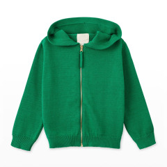 Kids zip sweater Custom Organic cotton kids Cardigan long sleeve rib knit sweater Kid's Hooded Cardigan