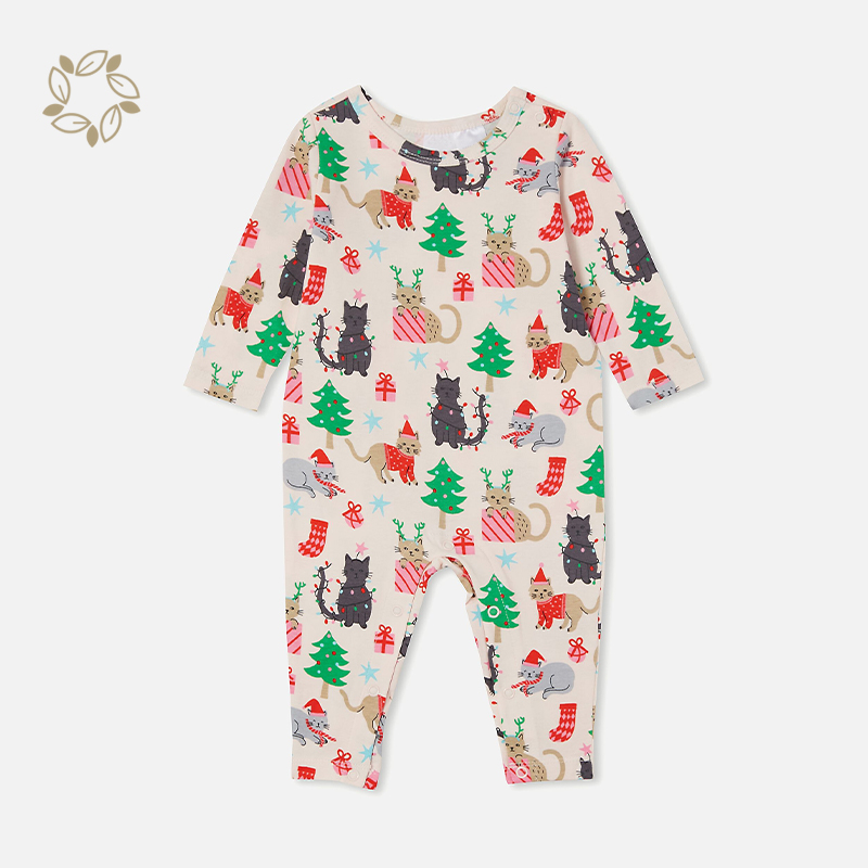 Bamboo cotton jersey newborn romper eco friendly infant button sleepsuit sustainable christmas baby onesie