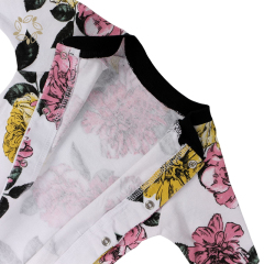 Organic cotton long sleeve snap romper eco friendly baby snap romper sustainable infant button sleepsuit