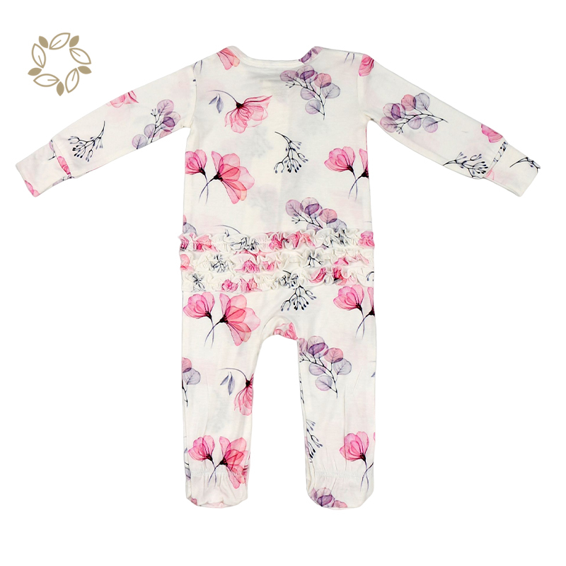 Sustainable baby non-slip footie romper orgnaic bamboo baby football romper eco friendly bamboo ruffle zipper footie