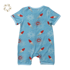 Eco friendly custom print sleepsuit for newborn organic baby lounge romper shorts sustainable newborn sleeper with zipper