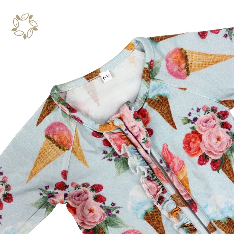 Organic bamboo ruffler romper for newborn sustainable baby ruffle romper eco friendly zippered infant rompers