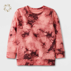 Organic cotton terry jogger set sustainable toddler boys' 2pc tie dye long sleeve fleece crew and jogger set