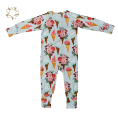 Organic bamboo ruffler romper for newborn sustainable baby ruffle romper eco friendly zippered infant rompers