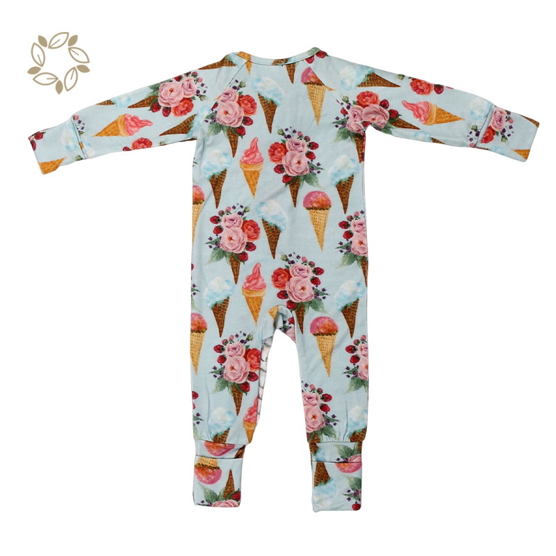 Organic bamboo ruffler romper for newborn sustainable baby ruffle romper eco friendly zippered infant rompers