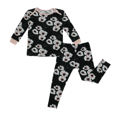 Kids Bamboo Pajamas children baby Two-Piece set Toddler girl pyjamas printed long sleeved shirt and legging