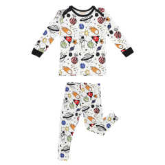 Kids Bamboo Pajamas children baby Two-Piece set Toddler girl pyjamas printed long sleeved shirt and legging