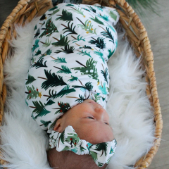 Organic cotton baby swaddle Eco-friendly Baby swaddle blanket wrap and hat Summer thin quilt blanket swaddle towel
