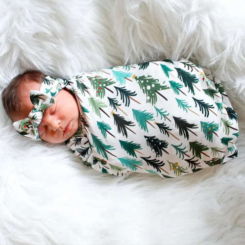 Organic cotton baby swaddle Eco-friendly Baby swaddle blanket wrap and hat Summer thin quilt blanket swaddle towel