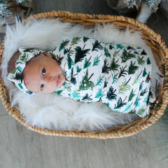 Organic cotton baby swaddle Eco-friendly Baby swaddle blanket wrap and hat Summer thin quilt blanket swaddle towel