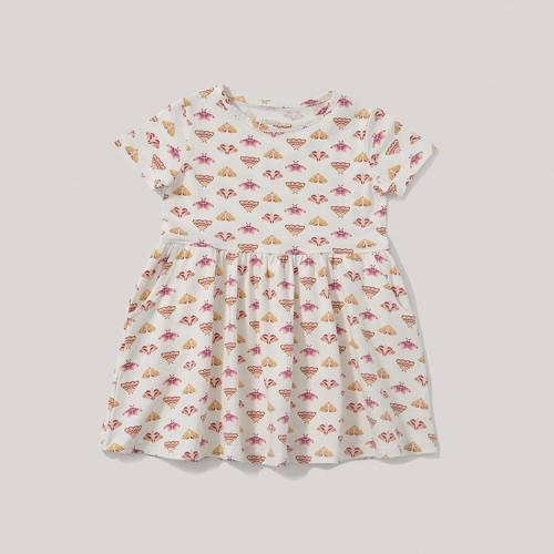 Twirly Pocket Dress OEM cotton girl dresses print custom Spring Dress short sleeve summer girl skirt