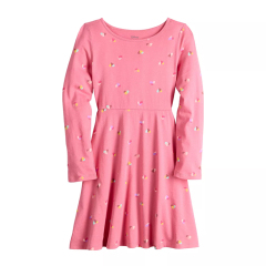 Children Print Organic Cotton Girl skirt long sleeve summer girl dress Twirly Pocket Dress