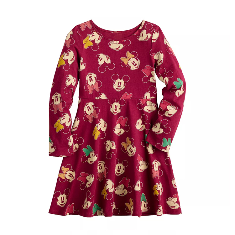 Children Print Organic Cotton Girl skirt long sleeve summer girl dress Twirly Pocket Dress