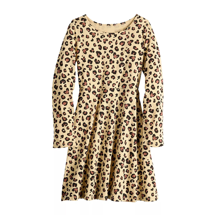 Children Print Organic Cotton Girl skirt long sleeve summer girl dress Twirly Pocket Dress