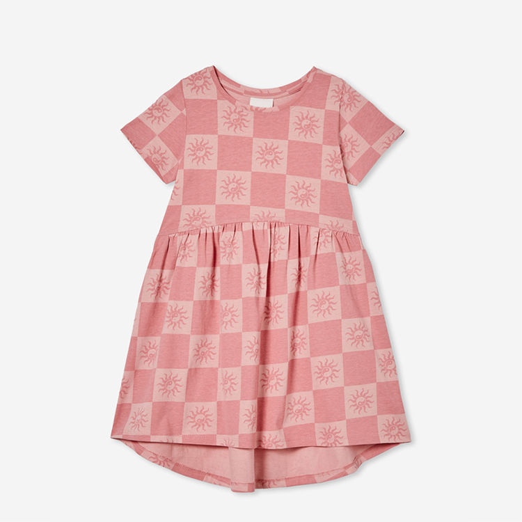 Short sleeve summer girl dresses OEM print cotton children dress organic baby clothes Organic Cotton Spring skirt