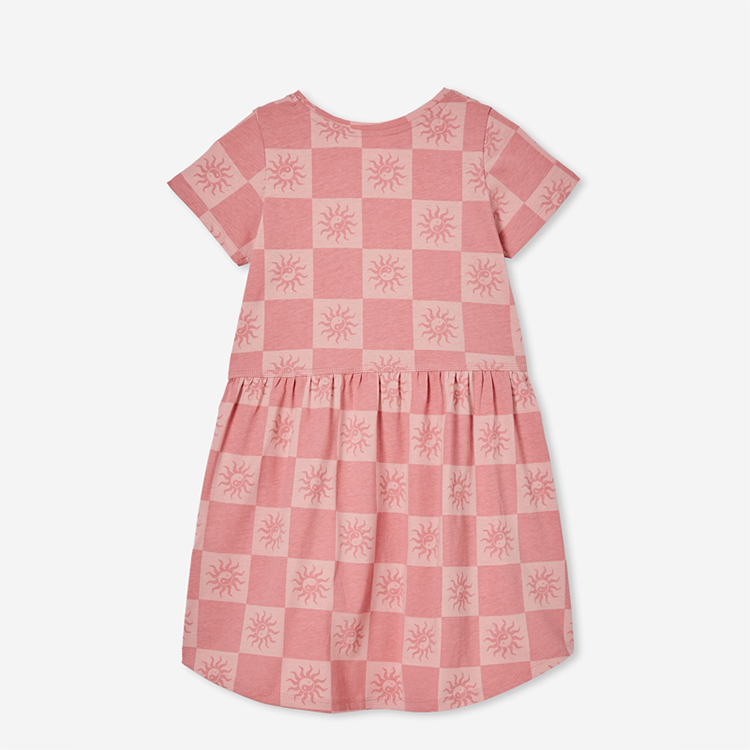 Short sleeve summer girl dresses OEM print cotton children dress organic baby clothes Organic Cotton Spring skirt