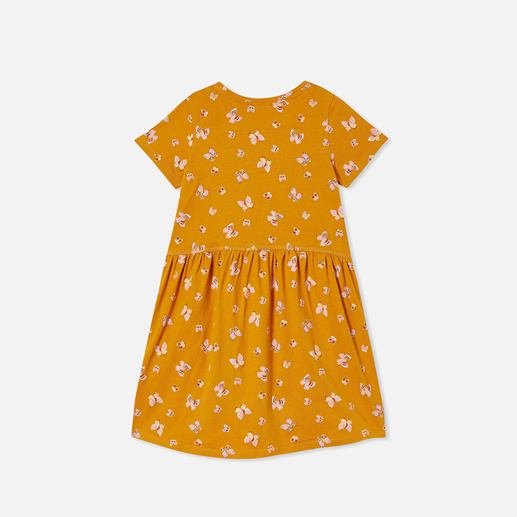 Short sleeve summer girl dresses OEM print cotton children dress organic baby clothes Organic Cotton Spring skirt
