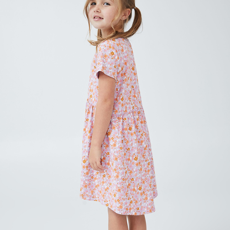 OEM print cotton children dress Twirly Pocket Dresses organic baby clothes Eco-friendly Short sleeve summer girl dresses
