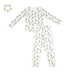 Organic bamboo sleeping wear kids set eco friendly custom kids bamboo pjs sustainable kid pyjamas