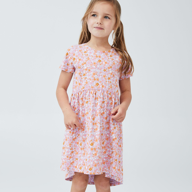 OEM print cotton children dress Twirly Pocket Dresses organic baby clothes Eco-friendly Short sleeve summer girl dresses