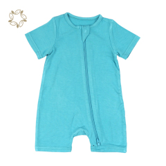 Organic baby rompers bamboo sustainable knit romper baby short sleeve eco friendly baby zipper romper