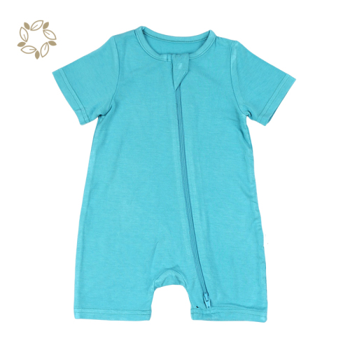 Organic baby rompers bamboo sustainable knit romper baby short sleeve eco friendly baby zipper romper