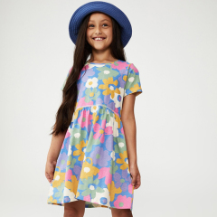 Short sleeve summer girl dresses organic baby clothes Organic Cotton Spring skirt Twirly Pocket Dresses