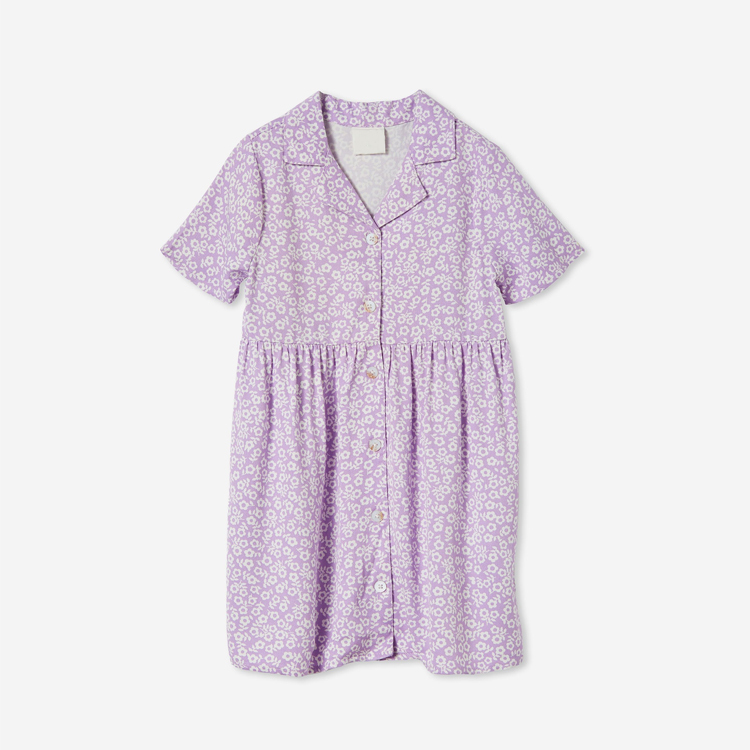 OEM print cotton baby girl dress Short sleeve summer Shirt Dress organic baby clothes print custom Spring Dresses