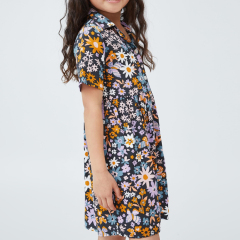 OEM print cotton baby girl dress Short sleeve summer Shirt Dress organic baby clothes print custom Spring Dresses