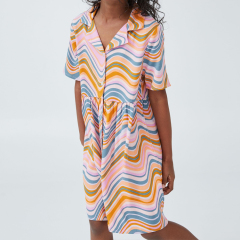 OEM print cotton baby girl dress Short sleeve summer Shirt Dress organic baby clothes print custom Spring Dresses