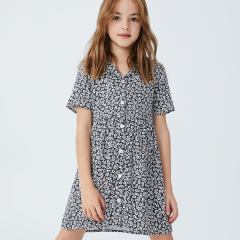 Organic Cotton Spring skirt print custom summer Shirt Dress organic baby clothes Short sleeve girl dress