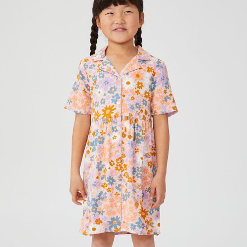 Organic Cotton Spring skirt print custom summer Shirt Dress organic baby clothes Short sleeve girl dress