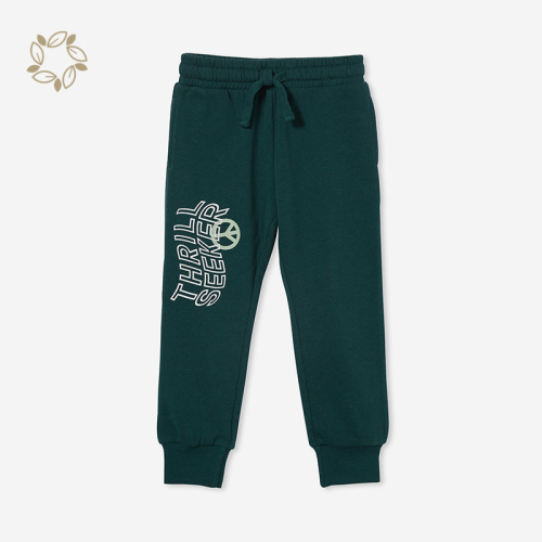 Sustainable kids jogger printed organic bamboo child fleece sweatpants eco friendly fleece jogger for boys