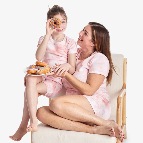 Matching family pajamas matching mother daughter tie dye pajamas kids shorts set Organic Cotton Matching Holiday Pyjama Set