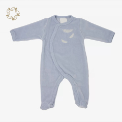 organic cotton velour baby clothes eco friendly baby footie romper sustainable custom velour sleepsuit