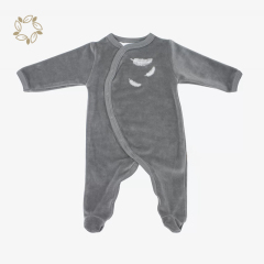 organic cotton velour baby clothes eco friendly baby footie romper sustainable custom velour sleepsuit