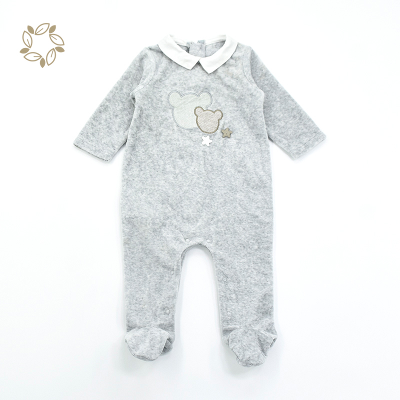 Baby organic cotton Velour romper sustainable baby velour footie romper eco friendly baby Winter clothes