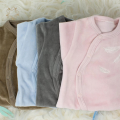 organic cotton velour baby clothes eco friendly baby footie romper sustainable custom velour sleepsuit