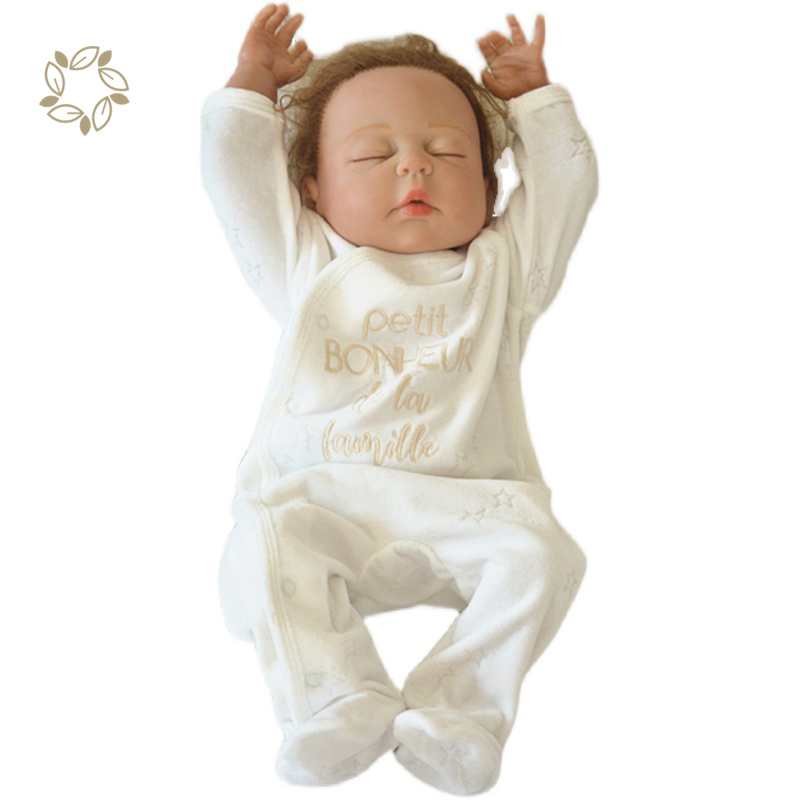 Organic baby bamboo cotton velour romper eco friendly baby velour clothes sustainable infant velour onesie