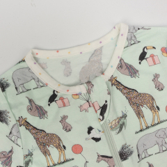 Eco-friendly zip sleepsuit baby rompers bamboo newborn romper jumpsuit baby short sleeve bodysuit printed viscose bamboo baby